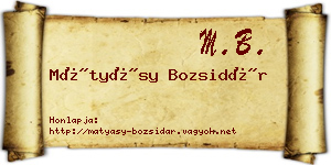 Mátyásy Bozsidár névjegykártya